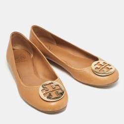 Tory Burch Brown Leather Reva Ballet Flats Size 39.5