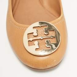 Tory Burch Brown Leather Reva Ballet Flats Size 39.5