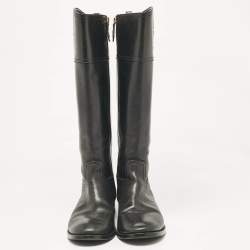 Tory Burch Black Leather Knee Length Boots Size 39.5