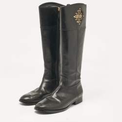 Tory Burch Black Leather Knee Length Boots Size 39.5