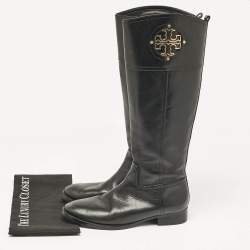 Tory Burch Black Leather Knee Length Boots Size 39.5