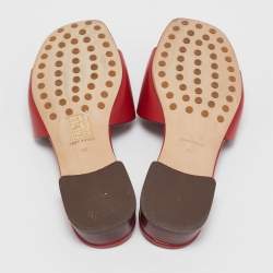 Pre Owned Tory Burch Red Leather Bombe Miller Sandals Size 36.5