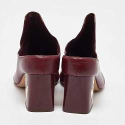 Tory Burch Burgundy Leather Block Heel Mules Size 37.5