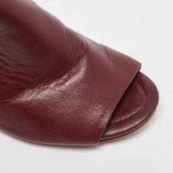 Tory Burch Burgundy Leather Block Heel Mules Size 37.5