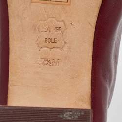 Tory Burch Burgundy Leather Block Heel Mules Size 37.5