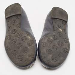 Tory Burch Black Leather Reva Logo Ballet Flats Size 39
