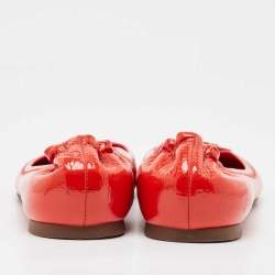 Tory Burch Red Patent Leather Reva Scrunch Ballet Flats Size 38.5