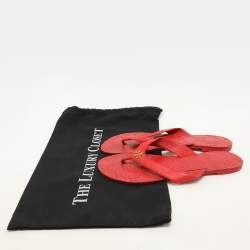 Tory Burch Red Leather Thong Flats Size 38