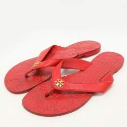 Tory Burch Red Leather Thong Flats Size 38