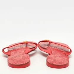 Tory Burch Red Leather Thong Flats Size 38