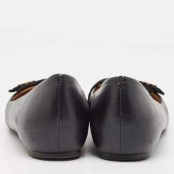 Tory Burch Black Leather and Suede Leila Loafers Size 37.5
