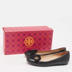 Tory Burch Black Leather and Suede Leila Loafers Size 37.5