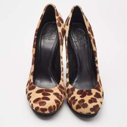 Tory Burch Brown Leopard Print Round Toe Pumps Size 40.5