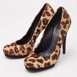Tory Burch Brown Leopard Print Round Toe Pumps Size 40.5