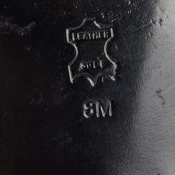 Pre Owned Tory Burch Black Leather Cap Toe Mid Calf Boots Size 39.5