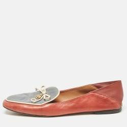 Tory Burch Two Tone Leather Slip On Loafers Size 39.5