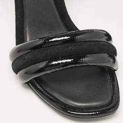 Tory Burch Black Patent Leather and Suede Ankle Strap Sandals Size 39.5