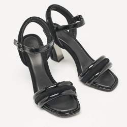Tory Burch Black Patent Leather and Suede Ankle Strap Sandals Size 39.5