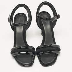 Tory Burch Black Patent Leather and Suede Ankle Strap Sandals Size 39.5