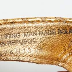 Tory Burch Gold Snakeskin Embossed Leather Monroe Thong Flats Size 37