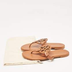 Tory Burch Brown Leather Miller Thong Sandals Size 39