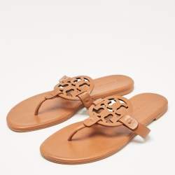 Tory Burch Brown Leather Miller Thong Sandals Size 39