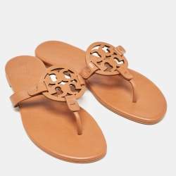 Tory Burch Brown Leather Miller Thong Sandals Size 39