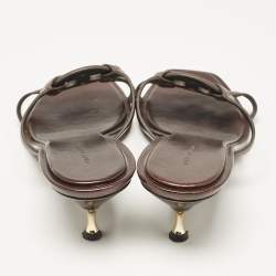 Pre Owned Tory Burch Brown Leather Miller Bombe Slide Sandals Size 39.5