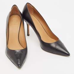 Tory Burch Black Lizard Embossed and Leather Penelope Pumps Size 41