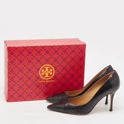 Tory Burch Black Lizard Embossed and Leather Penelope Pumps Size 41