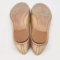 Tory Burch Gold Leather Bow Chase Ballet Flats Size 40.5
