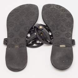 Pre Owned Tory Burch Black Patent Leather Miller Thong Flats Size 40