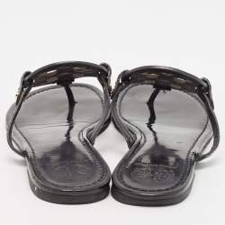 Pre Owned Tory Burch Black Patent Leather Miller Thong Flats Size 40