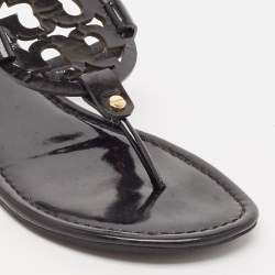 Pre Owned Tory Burch Black Patent Leather Miller Thong Flats Size 40