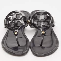 Pre Owned Tory Burch Black Patent Leather Miller Thong Flats Size 40
