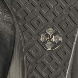 Tory Burch Black Leather Sally Wedge Pumps Size 38.5