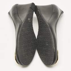 Tory Burch Black Leather Sally Wedge Pumps Size 38.5