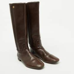 Tory Burch Dark Brown Leather Riding Knee Length Boots Size 41