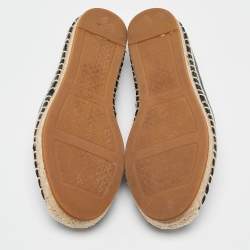 Pre Owned Tory Burch Navy Blue Leather Ines Espadrille Flats Size 36.5