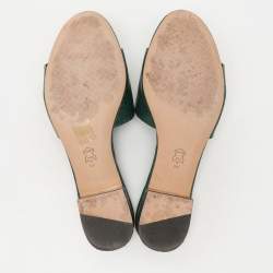 Pre Owned Tory Burch Green Croc Embossed Leather Flat Slides Size 39