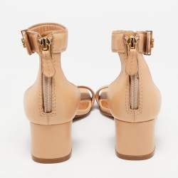 Tory Burch Beige Leather Ankle Strap Sandals Size 35.5