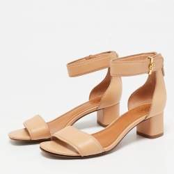 Tory Burch Beige Leather Ankle Strap Sandals Size 35.5