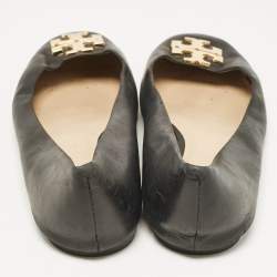 Tory Burch Black Leather Lowell Ballet Flats Size 39.5