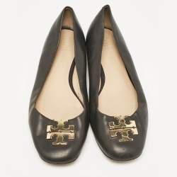 Tory Burch Black Leather Lowell Ballet Flats Size 39.5