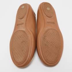 Pre Owned Tory Burch Brown Leather Minnie Ballet Flats Size 39