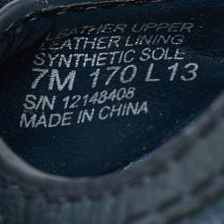 Pre Owned Tory Burch Navy Blue Leather Metal Logo Wedge Pumps Size 37.5