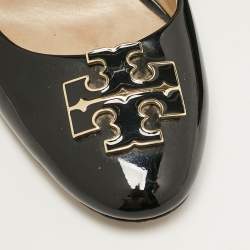 Pre Owned Tory Burch Black Leather Leticia Wedge Pumps Size 37