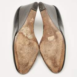 Pre Owned Tory Burch Black Leather Leticia Wedge Pumps Size 37