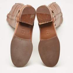 Pre Owned Tory Burch Brown Leather Knee Length Boots Size 39