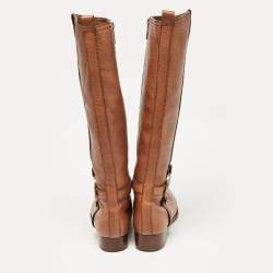 Pre Owned Tory Burch Brown Leather Knee Length Boots Size 39